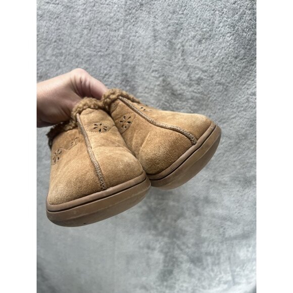 Y2K Vtg Rocket Dog Women’s 7.5 Suede Tan Fuzzy Clogs Chunky 2000s suede Leather - Picture 3 of 7